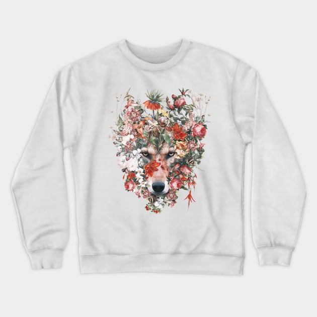 Flower wolf Crewneck Sweatshirt by rizapeker